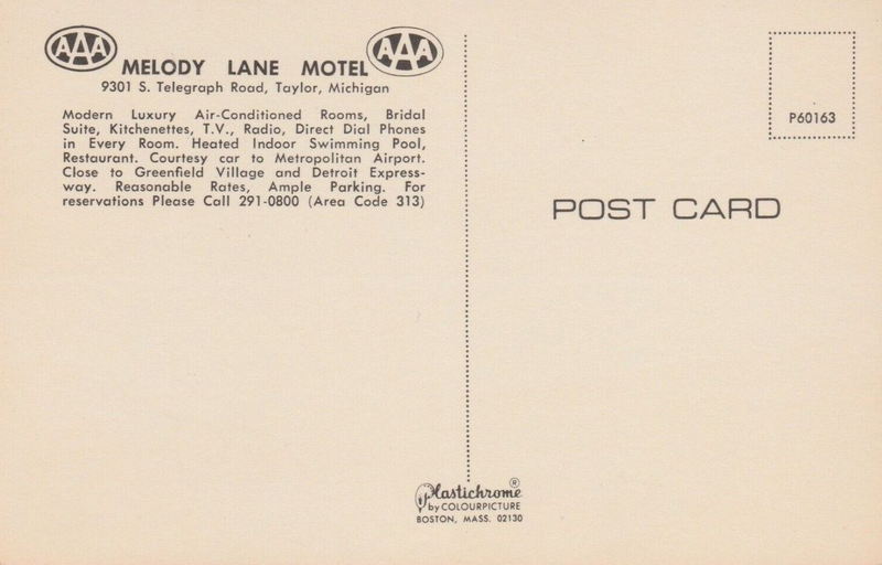 Melody Lane Motel - Old Postcard 9301 Address
